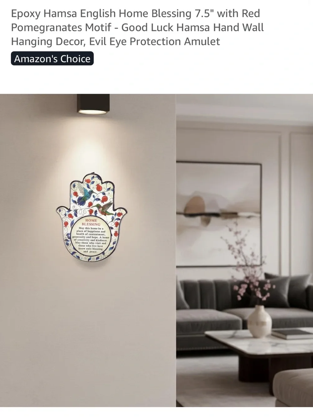 Home Blessing Hamsa Wall Decor in Cream, Blue and Red - Unbranded